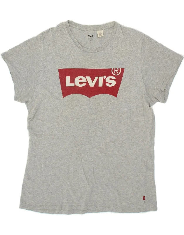 LEVI'S Mens Graphic T-Shirt Top XL Grey Cotton-- Spandex Blend Rayon Blend Denim Blend