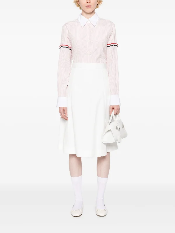 THOM BROWNE - Women Easy Fit Point Collar Shirt-- Print Jacquard Patchwork