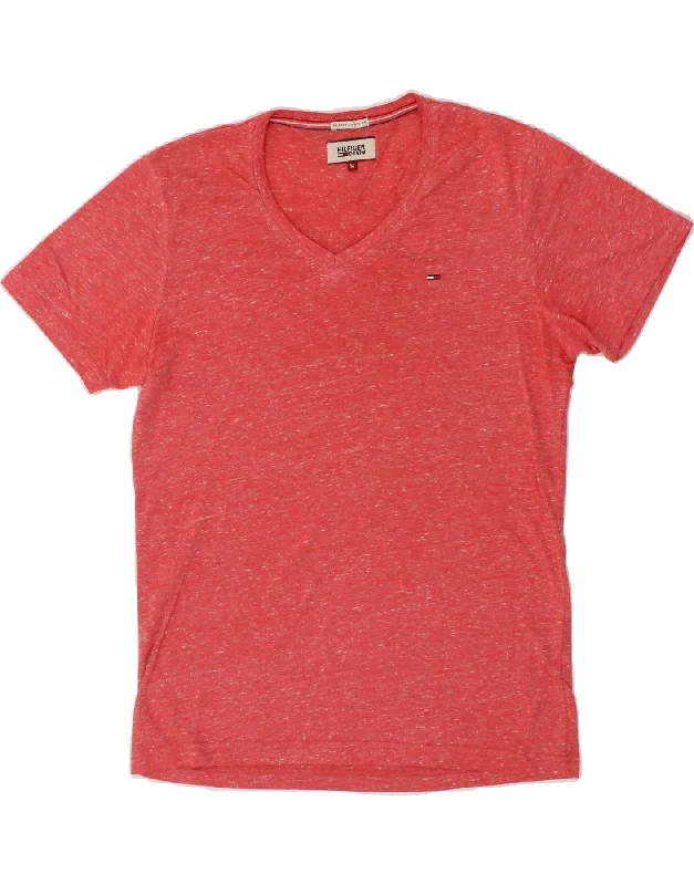 TOMMY HILFIGER Mens T-Shirt Top Medium Red Flecked-- Satin Fabric Silk Fabric Chiffon Fabric TOMMY HILFIGER Mens T-Shirt Top Medium Red Flecked-- Satin Fabric Silk Fabric Chiffon Fabric