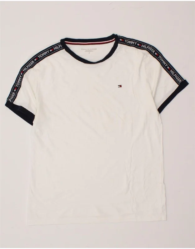 TOMMY HILFIGER Mens Graphic T-Shirt Top Medium White-- Chenille Brocade Lace