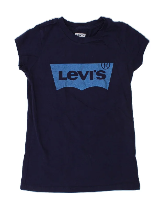 LEVI'S Girls Graphic T-Shirt Top 10-11 Years Medium  Navy Blue-- Fleece Nylon Spandex