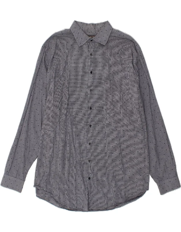 MICHAEL KORS Mens Tall Shirt 2XL Navy Blue Spotted Cotton-- Mesh Canvas Denim
