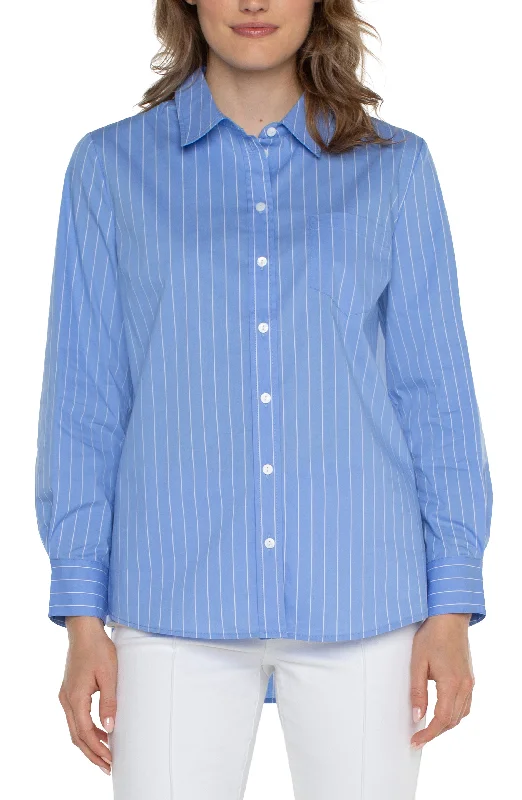 CLASSIC BUTTON FRONT POPLIN SHIRT-- Zippered Buttoned Snapped