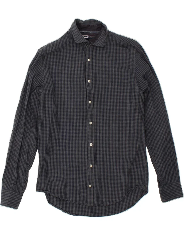 TOMMY HILFIGER Mens New York Fit Shirt Small Navy Blue Gingham Cotton-- Front Pockets Side Pockets Patch Pockets TOMMY HILFIGER Mens New York Fit Shirt Small Navy Blue Gingham Cotton-- Front Pockets Side Pockets Patch Pockets