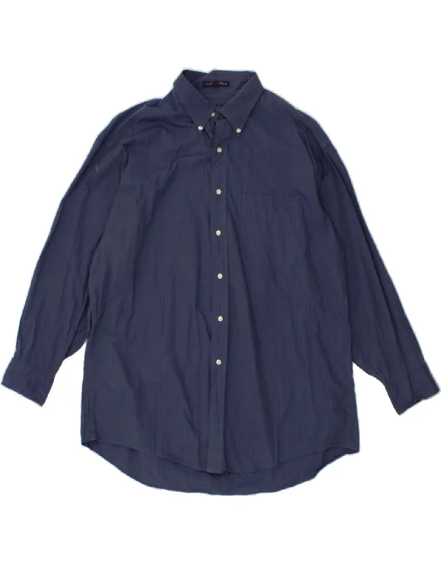 TOMMY HILFIGER Mens Shirt Size 16 1/2 Large Navy Blue Cotton-- Terry Blend Velvet Blend Canvas Blend