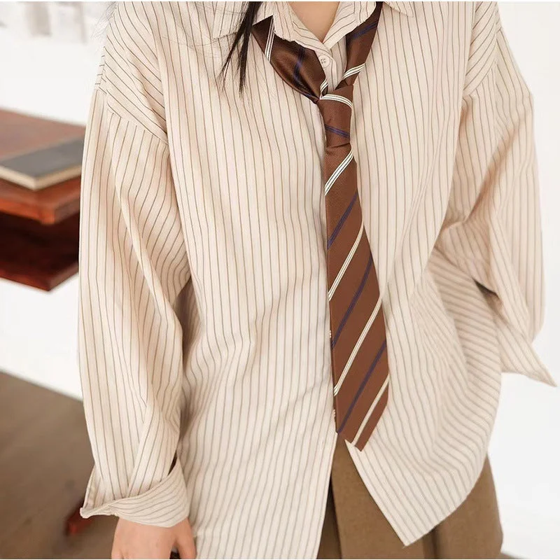 Brown white striped hand tie