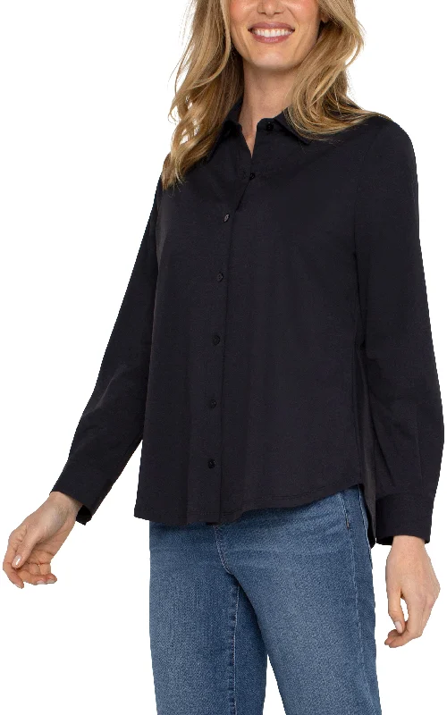 LONG SLEEVE BUTTON FRONT KNIT SHIRT-- Elasticated Padded Insulated