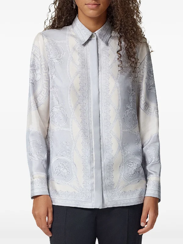 VERSACE - Women Coupe Des Dieux Barocco Foulard Silk Twill Formal Shirt-- Terry Blend Velvet Blend Canvas Blend VERSACE - Women Coupe Des Dieux Barocco Foulard Silk Twill Formal Shirt-- Terry Blend Velvet Blend Canvas Blend