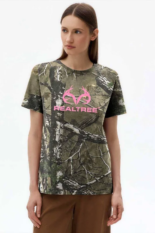 RT Women's Camo Design Real Tree Printed Tee Shirt-- Jersey Fabric Tulle Fabric Batik Fabric RT Women's Camo Design Real Tree Printed Tee Shirt-- Jersey Fabric Tulle Fabric Batik Fabric