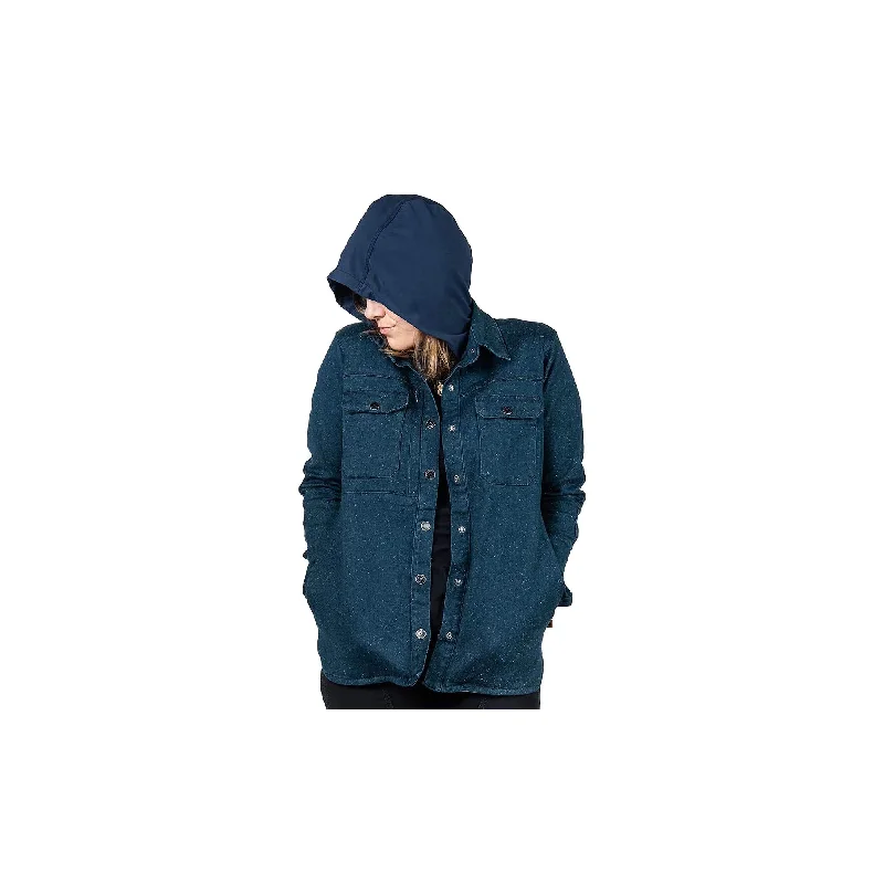 Dovetail Workwear Womens KB Hooded Shirt Jac Starry Night Indigo-- Chenille Fabric Brocade Fabric Lace Fabric
