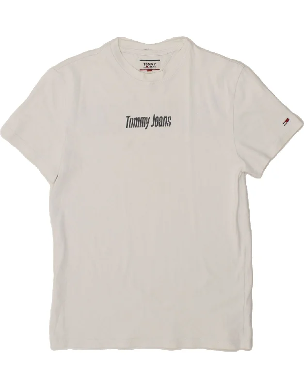 TOMMY HILFIGER Mens Graphic T-Shirt Top Small White Cotton-- Asymmetrical Pockets Print TOMMY HILFIGER Mens Graphic T-Shirt Top Small White Cotton-- Asymmetrical Pockets Print