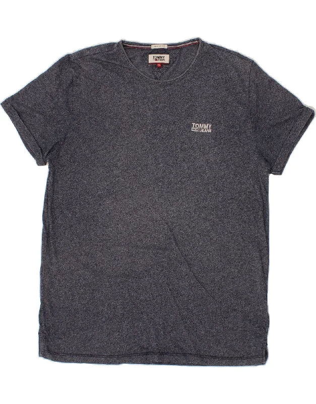 TOMMY HILFIGER Mens Regular Fit T-Shirt Top XL Navy Blue Cotton -- Basic T-Shirt Crew Neck Short Sleeve