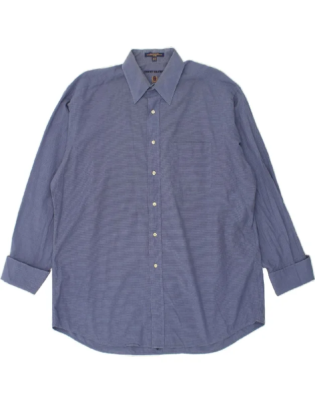 TOMMY HILFIGER Mens Shirt Size 16 1/2 Large Blue Cotton-- Mesh Blend Leather Blend Suede Blend