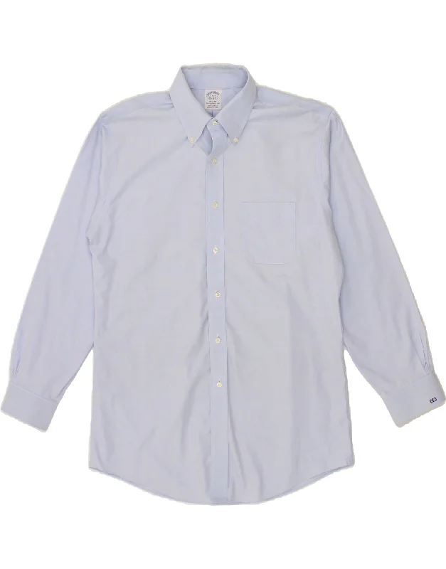 BROOKS BROTHERS Mens Regent Shirt Size 17 XL Blue Cotton-- Zippered Buttoned Snapped