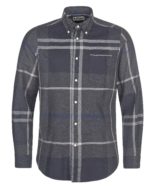Dunoon Tailored Tartan Shirt - Graphite-- Welt Pockets Slit Pockets