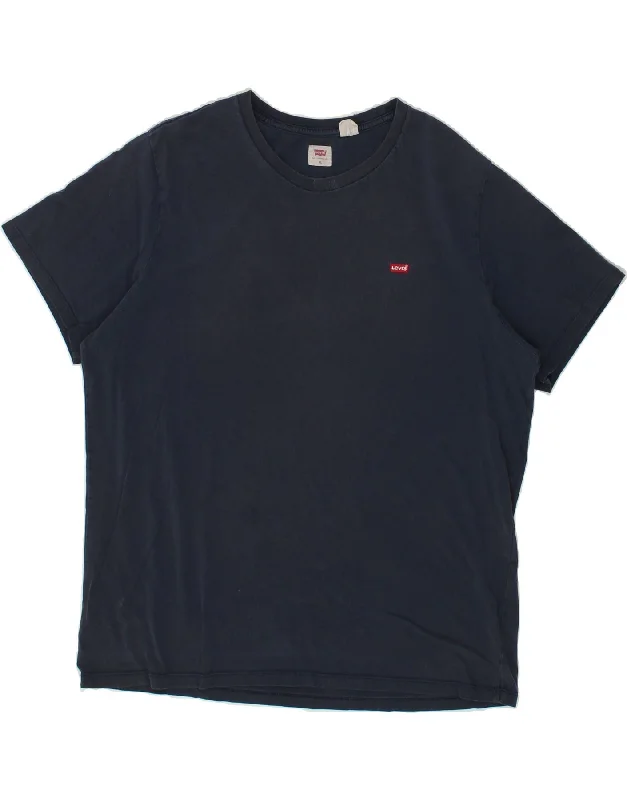 LEVI'S Mens T-Shirt Top XL Navy Blue Cotton-- Sequined Glittery Shiny