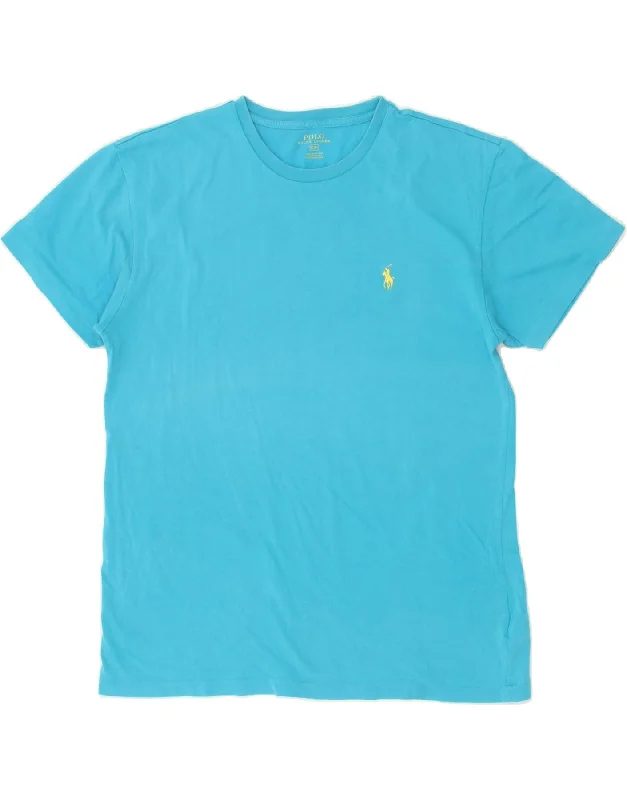 POLO RALPH LAUREN Mens T-Shirt Top Small Blue Cotton-- Terry Blend Velvet Blend Canvas Blend