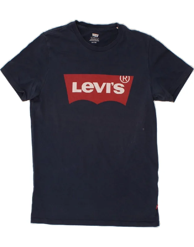 LEVI'S Mens Graphic T-Shirt Top XS Navy Blue-- Plaid T-Shirt Polka Dot Checkered