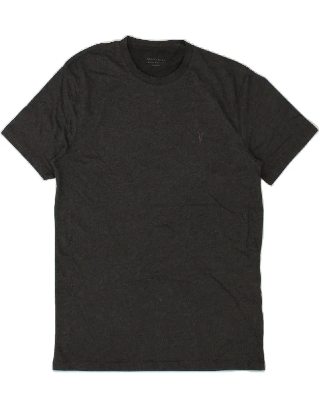 ALL SAINTS Mens Tall T-Shirt Top Medium Grey Cotton-- Graphic Embroidered Appliqued