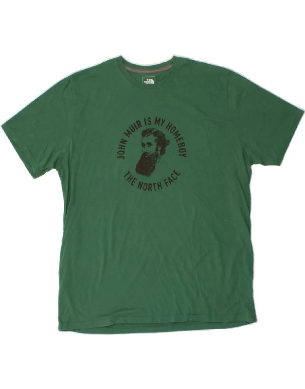 THE NORTH FACE Mens Standard Fit Graphic T-Shirt Top 2XL Green Cotton-- Cashmere Blend Cotton Blend Poly Blend