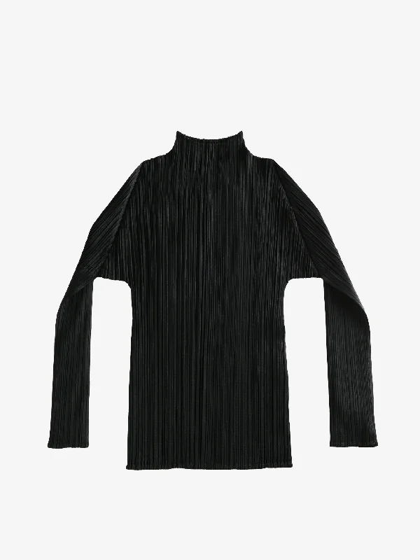 PLEATS PLEASE ISSEY MIYAKE - Women Basics Long Sleeved High Neck Shirt-- Notch Collar Peter Pan Collar Cowl Neck PLEATS PLEASE ISSEY MIYAKE - Women Basics Long Sleeved High Neck Shirt-- Notch Collar Peter Pan Collar Cowl Neck