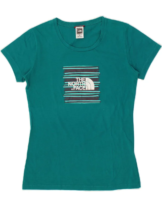 THE NORTH FACE Womens Graphic T-Shirt Top UK 10 Small Green Cotton-- Knit Fabric Woven Fabric Fleece Fabric
