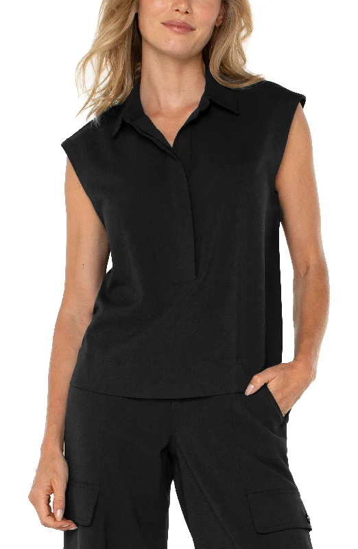 SLEEVELESS CROPPED SHIRT-- Machine Wash Dry Clean Hand Wash