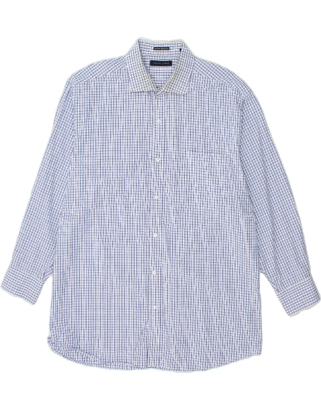 TOMMY HILFIGER Mens Regular Fit Shirt Size 17 XL Blue Check Cotton-- Striped Floral Plaid