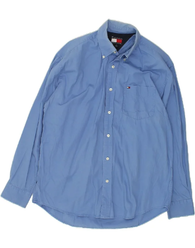 TOMMY HILFIGER Mens Shirt Medium Blue Cotton-- Cashmere Blend Cotton Blend Poly Blend TOMMY HILFIGER Mens Shirt Medium Blue Cotton-- Cashmere Blend Cotton Blend Poly Blend