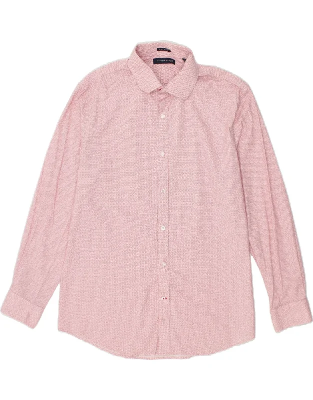 TOMMY HILFIGER Mens Slim Fit Shirt Size 16 1/2 Large Pink Spotted Cotton-- Striped Floral Plaid TOMMY HILFIGER Mens Slim Fit Shirt Size 16 1/2 Large Pink Spotted Cotton-- Striped Floral Plaid