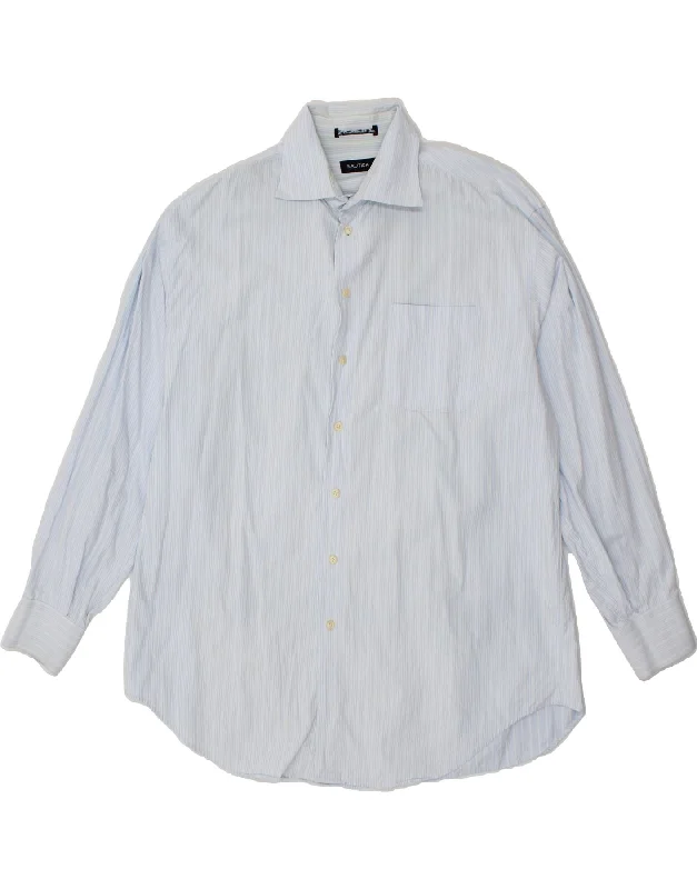 NAUTICA Mens Shirt 2XL Blue Striped Cotton-- Graphic Embroidered Appliqued
