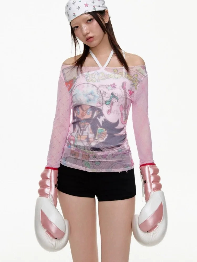 Wjczt Pink Y2k Harajuku T Shirts Women Japanese Style Kawaii Sweet Cartoon Print Long Sleeve Slim Tees Tops Soft Girl 2000s-- Solid Color Striped Floral Wjczt Pink Y2k Harajuku T Shirts Women Japanese Style Kawaii Sweet Cartoon Print Long Sleeve Slim Tees Tops Soft Girl 2000s-- Solid Color Striped Floral