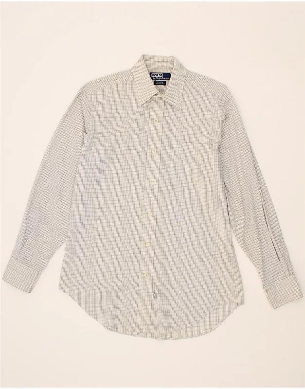 POLO RALPH LAUREN Mens Andrew Shirt Size 14 1/2 Small White Check Cotton-- Collared T-Shirt Boat Neck A-Line POLO RALPH LAUREN Mens Andrew Shirt Size 14 1/2 Small White Check Cotton-- Collared T-Shirt Boat Neck A-Line
