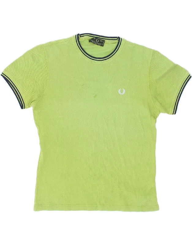 FRED PERRY Mens T-Shirt Top Medium Green Cotton-- Hooded Caped Shawl Collar
