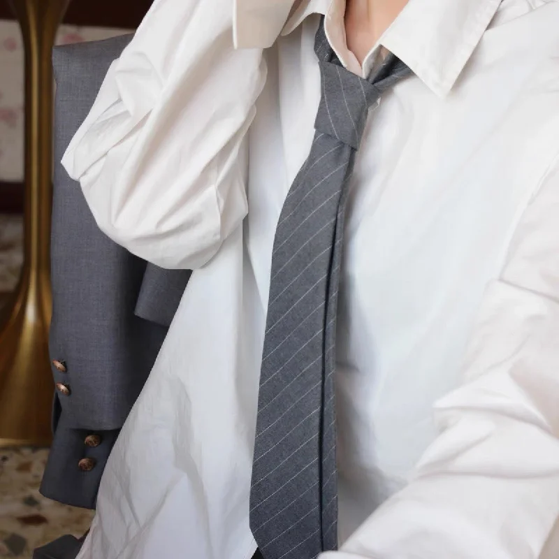 light gray twill polyester cotton tie