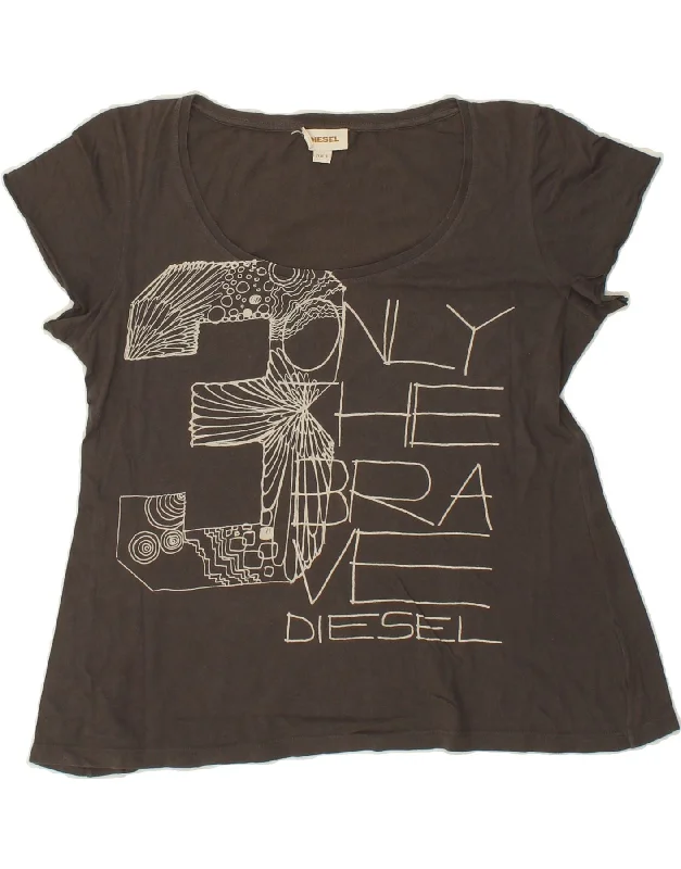 DIESEL Womens Graphic T-Shirt Top UK 16 Large Grey-- Terry Blend Velvet Blend Canvas Blend DIESEL Womens Graphic T-Shirt Top UK 16 Large Grey-- Terry Blend Velvet Blend Canvas Blend