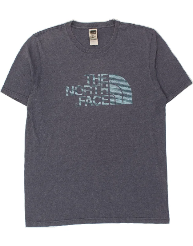 THE NORTH FACE Mens Graphic T-Shirt Top Large Blue Cotton-- Welt Pockets Slit Pockets