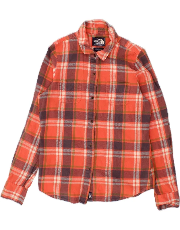 THE NORTH FACE Womens Flannel Shirt UK 14 Medium Red Check Cotton-- Cotton Fabric Linen Fabric Terry Fabric