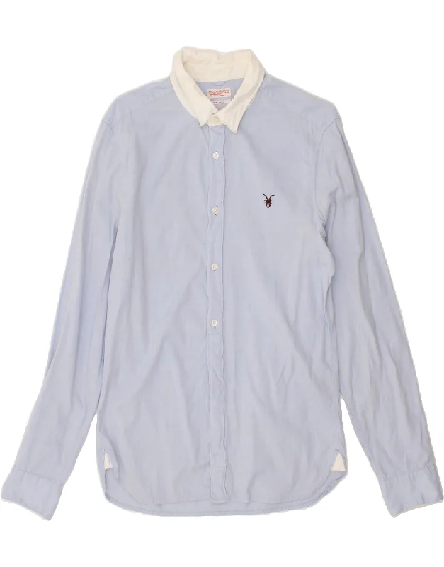 ALL SAINTS Mens Shirt Small Blue Cotton-- Lace Blend Ribbed Blend Corduroy Blend