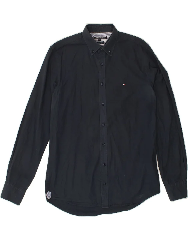 TOMMY HILFIGER Mens New York Fit Shirt Small Navy Blue Cotton-- Hooded Caped Shawl Collar TOMMY HILFIGER Mens New York Fit Shirt Small Navy Blue Cotton-- Hooded Caped Shawl Collar