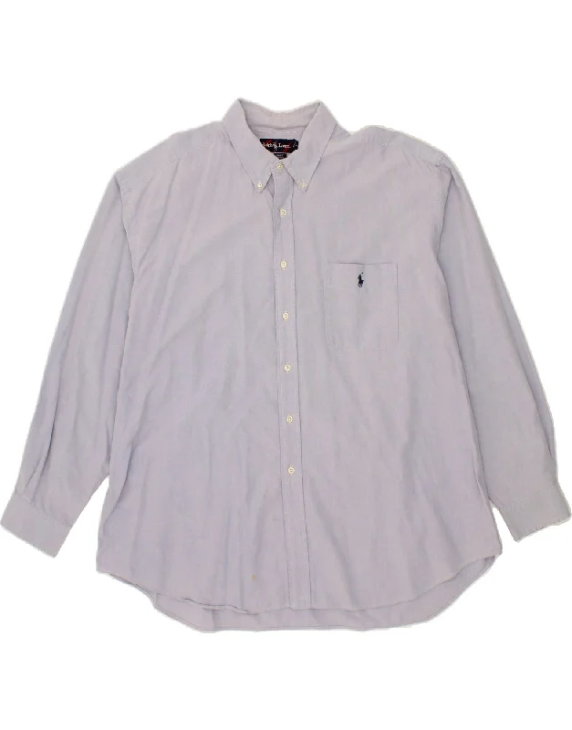RALPH LAUREN Mens Grant Fit Shirt 2XL Blue Cotton-- Anti-Shrink Durable Soft