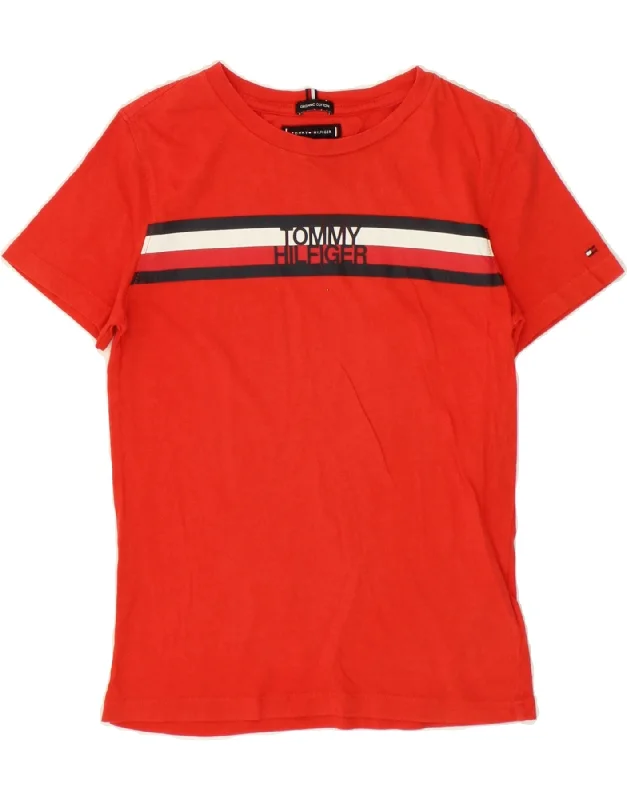 TOMMY HILFIGER Girls Graphic T-Shirt Top 10-11 Years Red Cotton-- Notch Collar Peter Pan Collar Cowl Neck TOMMY HILFIGER Girls Graphic T-Shirt Top 10-11 Years Red Cotton-- Notch Collar Peter Pan Collar Cowl Neck