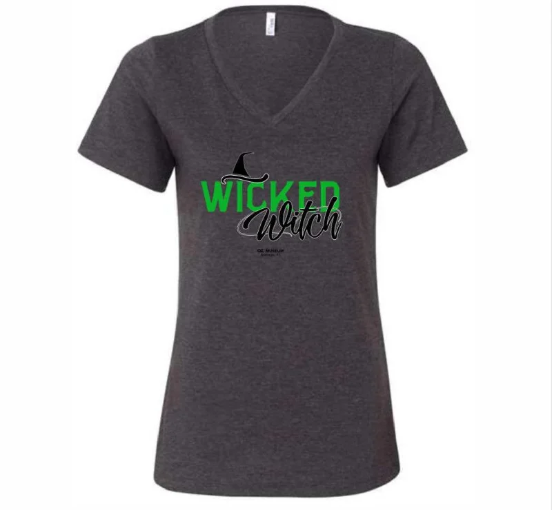 Wicked Witch V-Neck Shirt-- Beaded Sequined Faux Fur