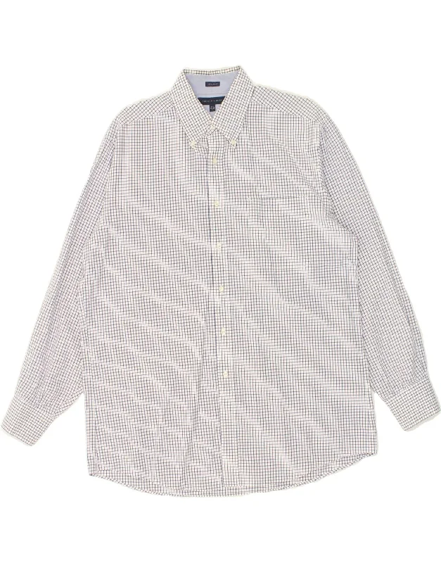 TOMMY HILFIGER Mens Regular Fit Shirt Size 16 1/2 Large Blue Check Cotton-- Solid Print Embellished TOMMY HILFIGER Mens Regular Fit Shirt Size 16 1/2 Large Blue Check Cotton-- Solid Print Embellished