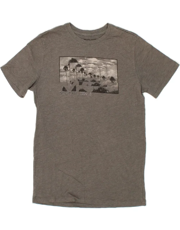 MICHAEL KORS Mens Graphic T-Shirt Top Small Grey Cotton-- Layered Multi-layer Single Layer