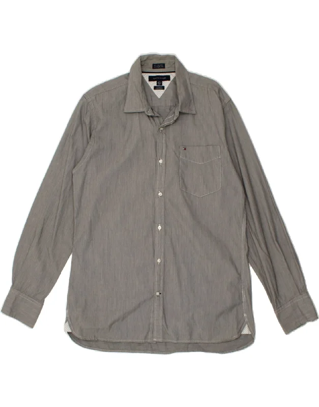 TOMMY HILFIGER Mens Custom Fit Shirt Size 16 1/2 Large Grey Cotton-- Spandex Blend Rayon Blend Denim Blend