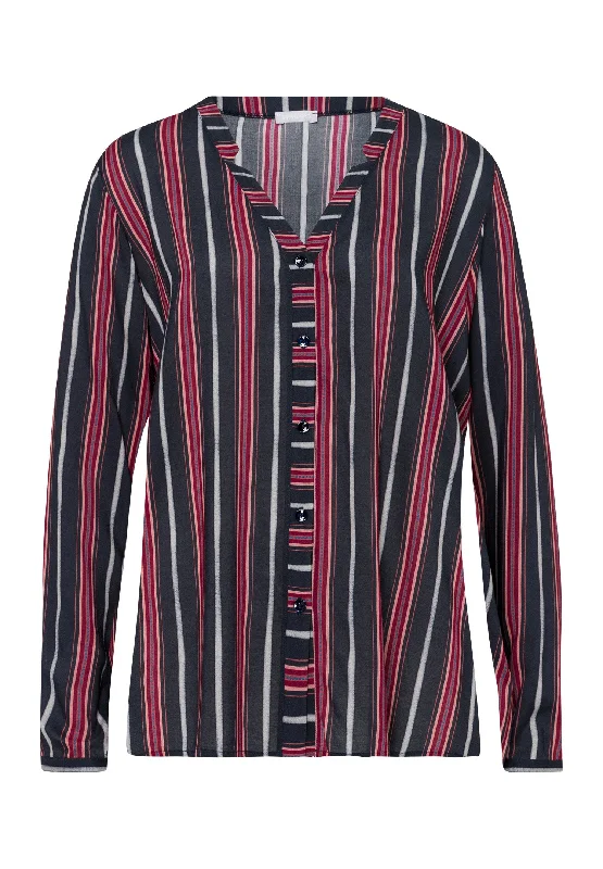 Sleep And Lounge Button Front Shirt | Marsala Stripe 77611-2984-- Satin Blend Silk Blend Wool Blend Sleep And Lounge Button Front Shirt | Marsala Stripe 77611-2984-- Satin Blend Silk Blend Wool Blend