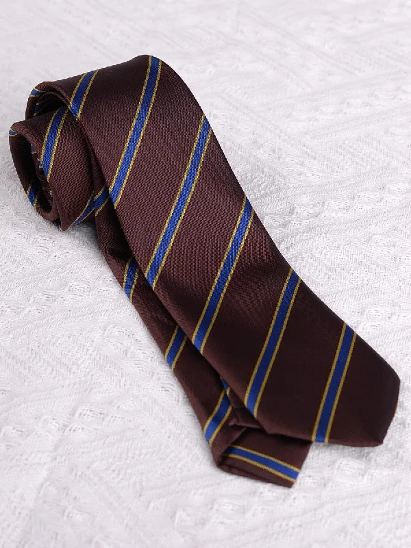 brown Coffee blue stripe hand tie