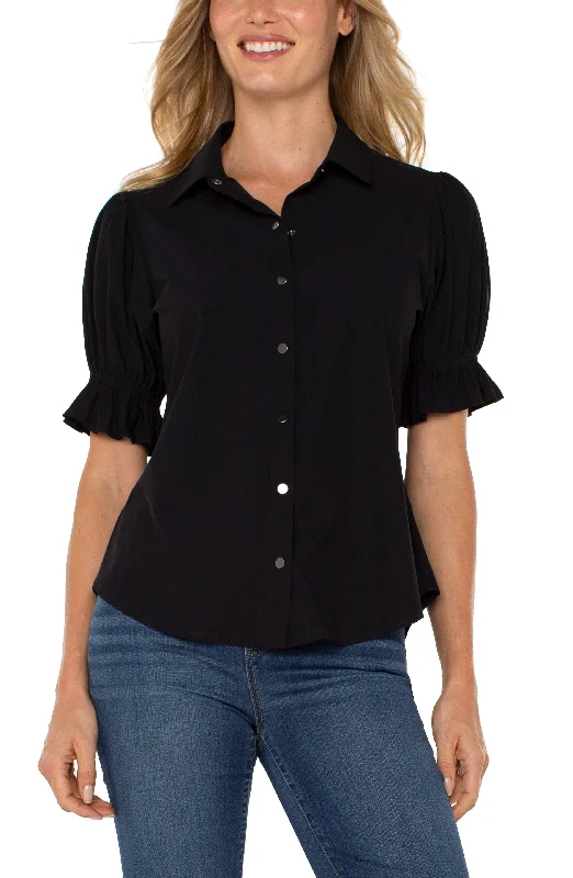 SNAP FRONT KNIT SHIRT-- Iron Safe Non-Iron Wrinkle Free