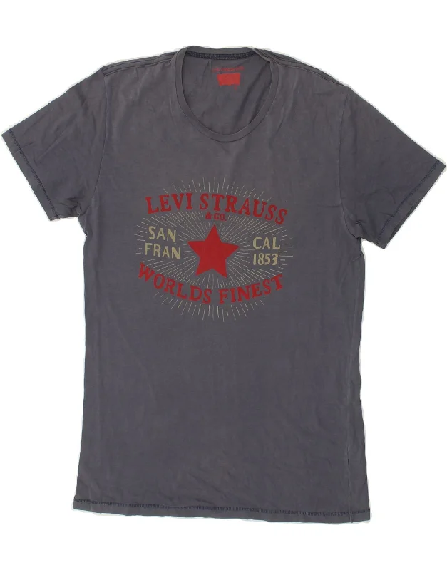 LEVI'S Mens Graphic T-Shirt Top Medium Navy Blue-- Nylon Fabric Polyester Fabric Spandex Fabric